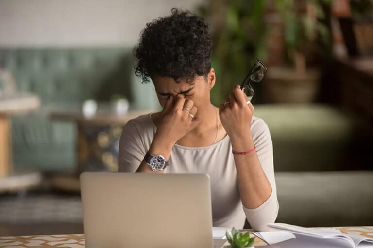 Woman with dry eye